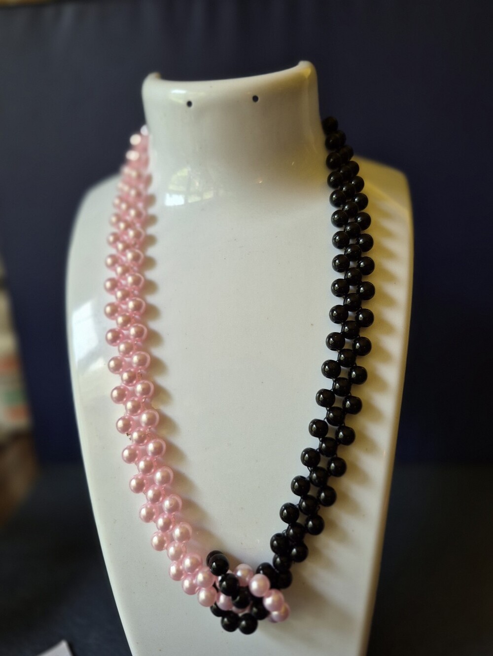 Handmade Two Tone Knot Necklace 16"